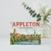 Appleton WI Aquarell-Postkarte Postkarte (Stehend Vorderseite)