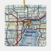 Appleton WI Vintag Map Keramikornament (Vorderseite)