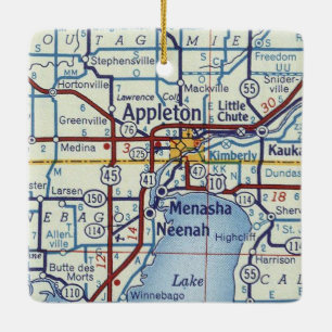 Appleton WI Vintage Karte Keramikornament