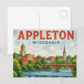 Appleton WI watercolor postcard Postkarte (Vorne/Hinten)