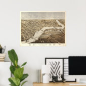 Appleton Wisconsin 1887 Antike Panoramabalkarte Poster (Heimbüro)