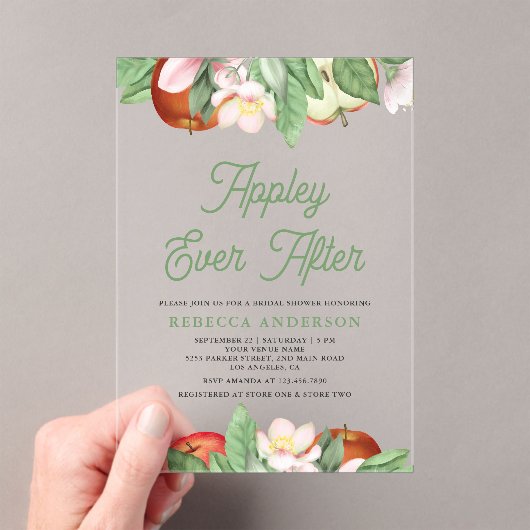 Appley Ever After Apple Bridal Shower Acryleinladungen (Insitu (Handheld))