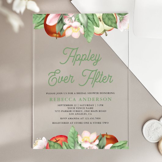 Appley Ever After Apple Bridal Shower Acryleinladungen