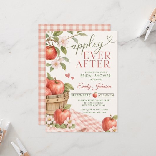 Appley EVER AFTER Brautparty Einladung (Vorderseite/Rückseite Beispiel)