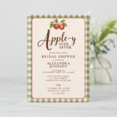 Appley Ever After Herbst Gingham Brautparty Einladung (Stehend Vorderseite)