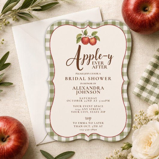 Appley Ever After Herbst Gingham Brautparty Einladung