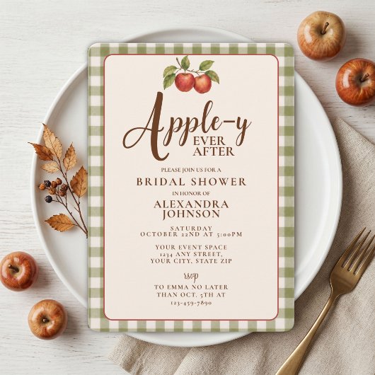 Appley Ever After Herbst Gingham Brautparty Einladung