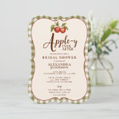 Appley Ever After Herbst Gingham Brautparty Einladung (Stehend Vorderseite)