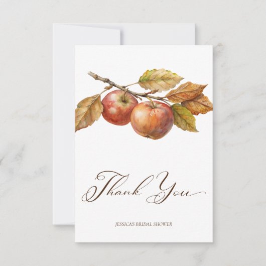 Appley immer nach Apfelfall Brautparty Dankeskarte (Vorderseite)
