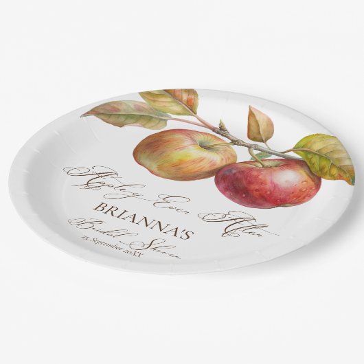 Appley immer nach Apfelfall Brautparty Pappteller (Schrägansicht)