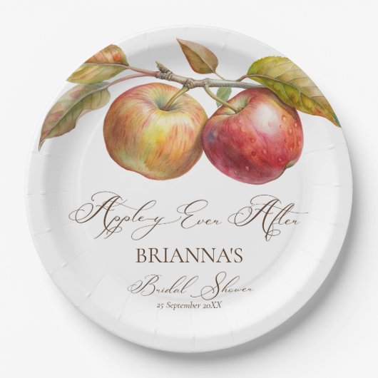 Appley immer nach Apfelfall Brautparty Pappteller (Vorderseite)