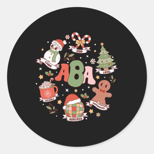 Applied Behaviour Analyst Lehrer Xmas Schule Psych Runder Aufkleber (Vorderseite)