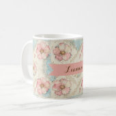 Applikations-Blumen-Patchwork Kaffeetasse (Vorderseite Links)