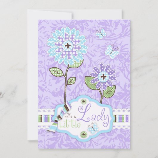 Applique-Blick Blumen-Baby-Dusche laden A7-IRIS Einladung (Vorderseite)