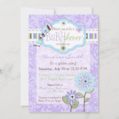 Applique-Blick Blumen-Baby-Dusche laden A7-IRIS Einladung (Rückseite)