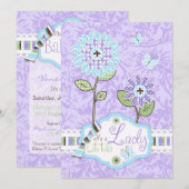 Applique-Blick Blumen-Baby-Dusche laden A7-IRIS Einladung (Vorne/Hinten)