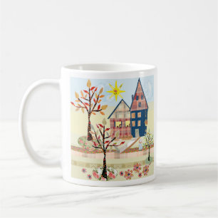 Applique, houses, village kaffeetasse