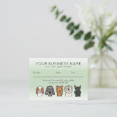 Appointment Card Cute Dog Breeds Light Green Terminkarte (Stehend Vorderseite)