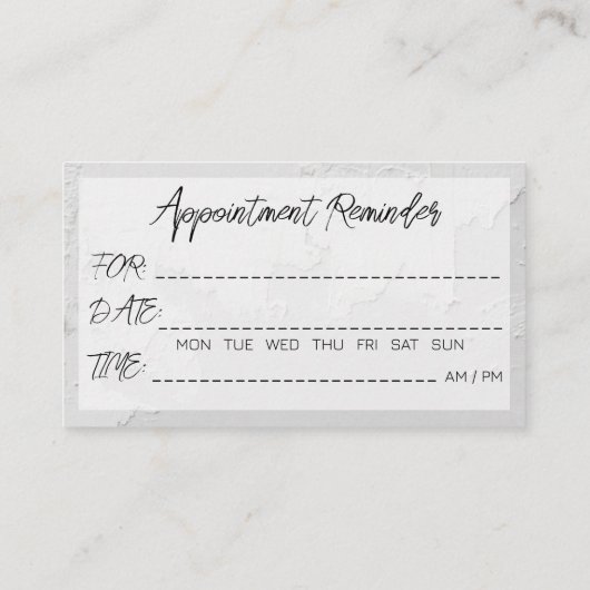 Appointment Reminder Abstract White Color Texture Visitenkarte (Rückseite)
