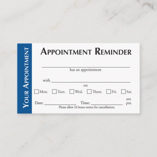 Appointment Reminder Cards - Dark Blue Telefonnummerkarte (Vorderseite)