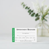 Appointment Reminder Cards - Green Telefonnummerkarte (Stehend Vorderseite)
