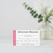 Appointment Reminder Cards - Pink Telefonnummerkarte (Stehend Vorderseite)
