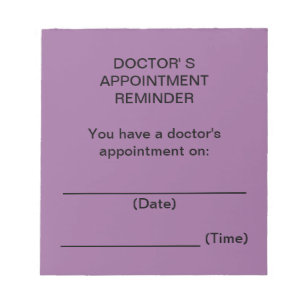 Appointment Reminder Notes Doktors (lila) Notizblock