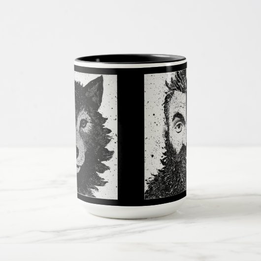 Approachable Wolf : Half Wolf Mug Tasse (Zentrum)