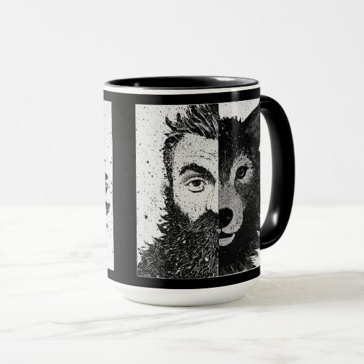 Approachable Wolf : Half Wolf Mug Tasse (VorderseiteRechts)