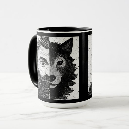 Approachable Wolf : Half Wolf Mug Tasse (Vorderseite Links)