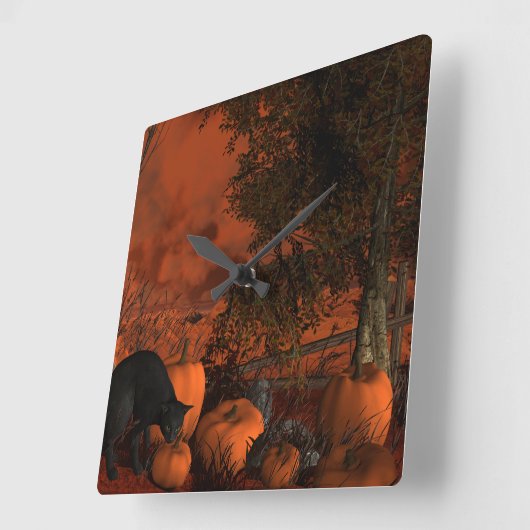 Approaching Halloween Quadratische Wanduhr (Winkel)