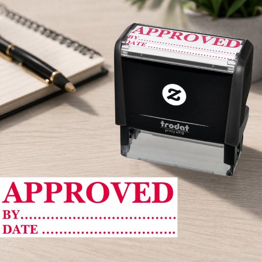 Approved w/by Date Line Self-Inking Office Rubber  Permastempel