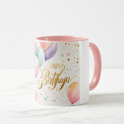 appy Birthday Pastel Balloon Bliss Tasse (VorderseiteRechts)