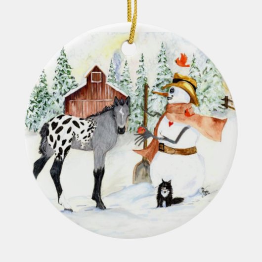 Appy Colt und Schneemann Keramikornament (Vorne)