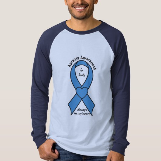 Apraxia Awareness Ribbon Wings Name anpassbar T-Shirt (Vorderseite)