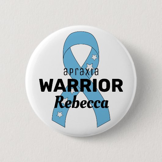 Apraxia Warrior Ribbon White Button (Vorderseite)