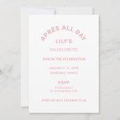 Après All Day Icy Pink Bachelorette Ski Weekend Einladung (Vorderseite)