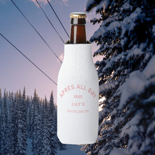 Après All Day Pink Bachelorette Ski Party Abzeiche Flaschenkühler