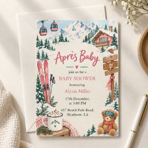 Après Bébé Après Ski Winter Girl Baby Shower Einladung