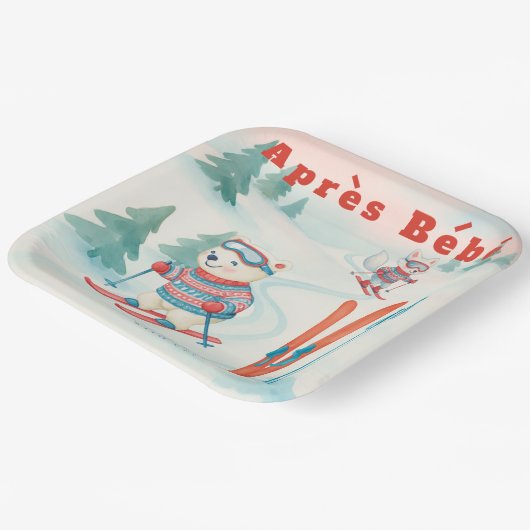 Après Bébé baby ski Polar bear Fox woodland Pappteller (Gewinkelt)