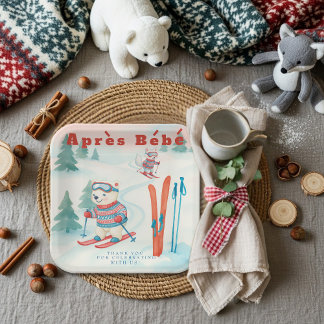 Après Bébé baby ski Polar bear Fox woodland Pappteller