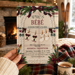 Après Bébé Country Preppy Ski Lodge Babyparty Einladung