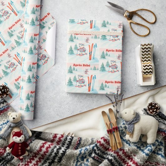 Après Bébé Polar Bear & Arctic Fox Skiing Geschenkpapier