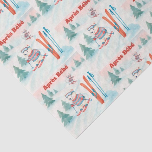Après Bébé Polar Bear & Arctic Fox Skiing Seidenpapier (Detail)