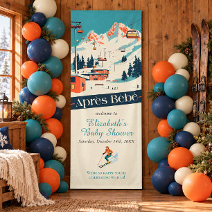 Après Bébé Retro Ski Baby Shower Begrüßung Banner