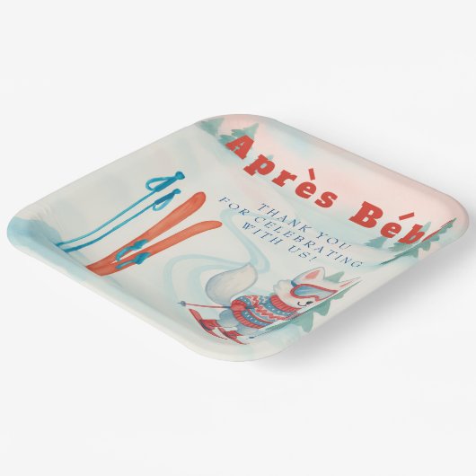 Après Bébé ski Arctic Fox Pappteller (Gewinkelt)