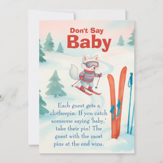 Après Bébé Ski Baby Don't Say Baby Game Sign  Einladung (Rückseite)