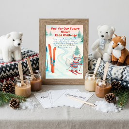 Après Bébé ski Baby Food Challenge Game Sign Einladung