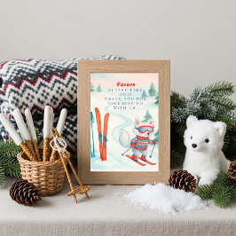 Après Bébé Ski Baby fox Favors Table Sign Einladung