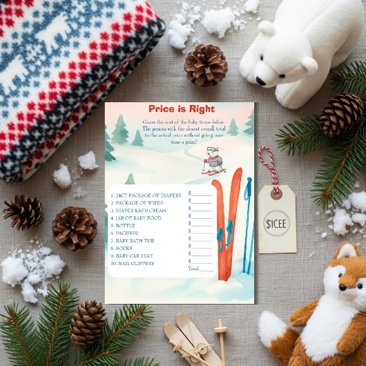 Après Bébé Ski Baby Price is Right Game card Einladung